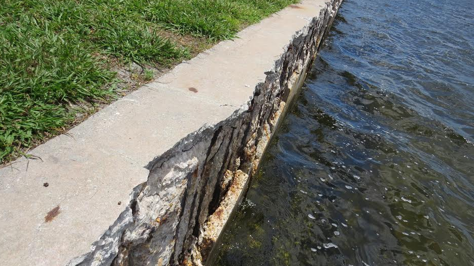 crumbling concrete seawall florida